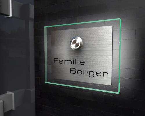 Artikelbild des Artikels “Design Edelstahklingel mit Echtglasplatte & Ambilight (Hintergrundbeleuchtung) 