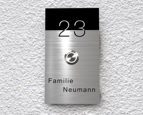Artikelbild des Artikels “Design Edelstahlklingel mit Hausnummerngravur & Acryleinlage „B&S Edition Shared Number“ “