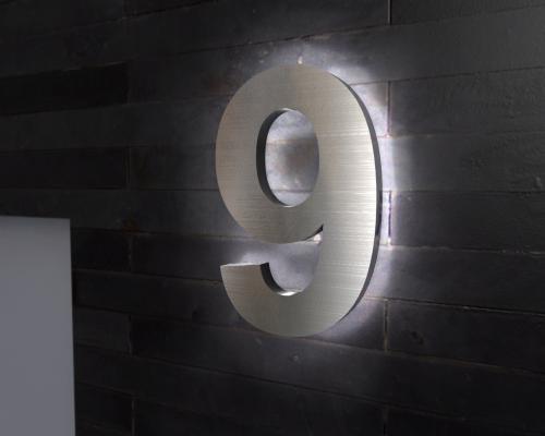 Artikelbild des Artikels “Edelstahl-Hausnummer 9 mit LED-Ambilight  „Ambilight Number 9“ “