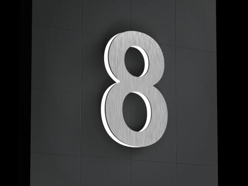 Artikelbild des Artikels “LED-beleuchtete Edelstahl-Hausnummer 8 „LED-Numeral 8“ “