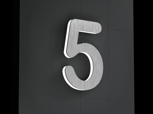Artikelbild des Artikels “LED-beleuchtete Edelstahl-Hausnummer 5 „LED-Numeral 5“ “