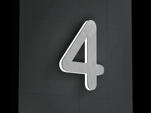 Artikelbild des Artikels “LED-beleuchtete Edelstahl-Hausnummer 4 „LED-Numeral 4“ “