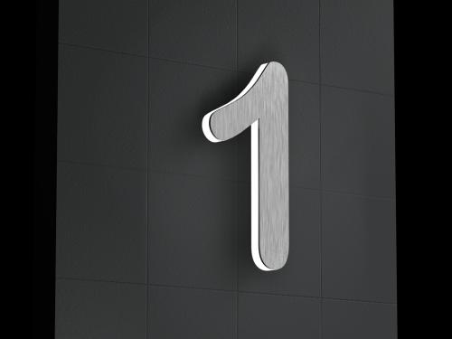 Artikelbild des Artikels “LED-beleuchtete Edelstahl-Hausnummer 1 „LED-Numeral 1“ “