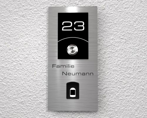 Artikelbild des Artikels “​Moderne Edelstahlklingel mit kapazitivem Fingerscan inkl. Namen-& Hausnummergravur „Scan inclusive“ “