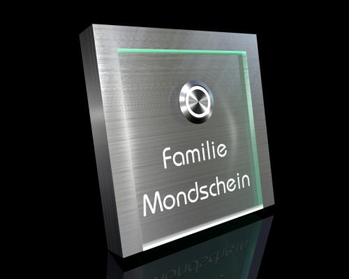 Artikelbild des Artikels “Design Edelstahlklingel mit LED-beleuchteter Namensgravur hinter Acrylglas 