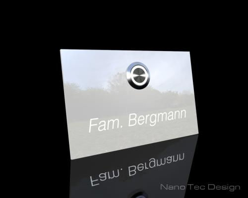 Artikelbild des Artikels “Weiße Design Echtglasklingel mit LED-Namensbeleuchtung 