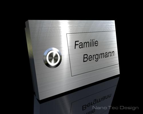 Artikelbild des Artikels “Design Edelstahlklingel mit austauschbarem Gravurschild 
