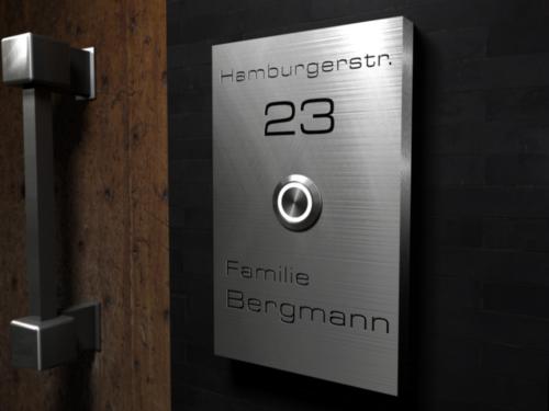 Artikelbild des Artikels “Design Edelstahlklingel mit Gravur Ihrer gesamten Adresse „All Information“ “