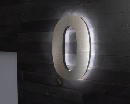 Edelstahl-Hausnummer 0 mit LED-Ambilight  „Ambilight Number 0“ 