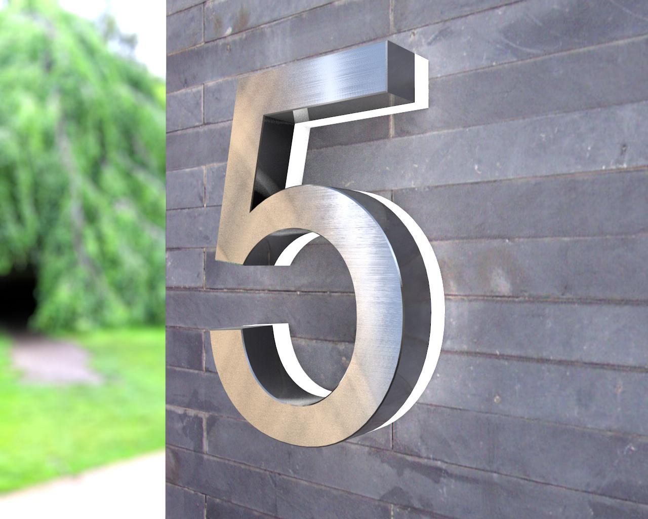 Artikelbild 1 des Artikels “Beleuchtete LED-Edelstahl-Hausnummer 5 in 3D Optik 