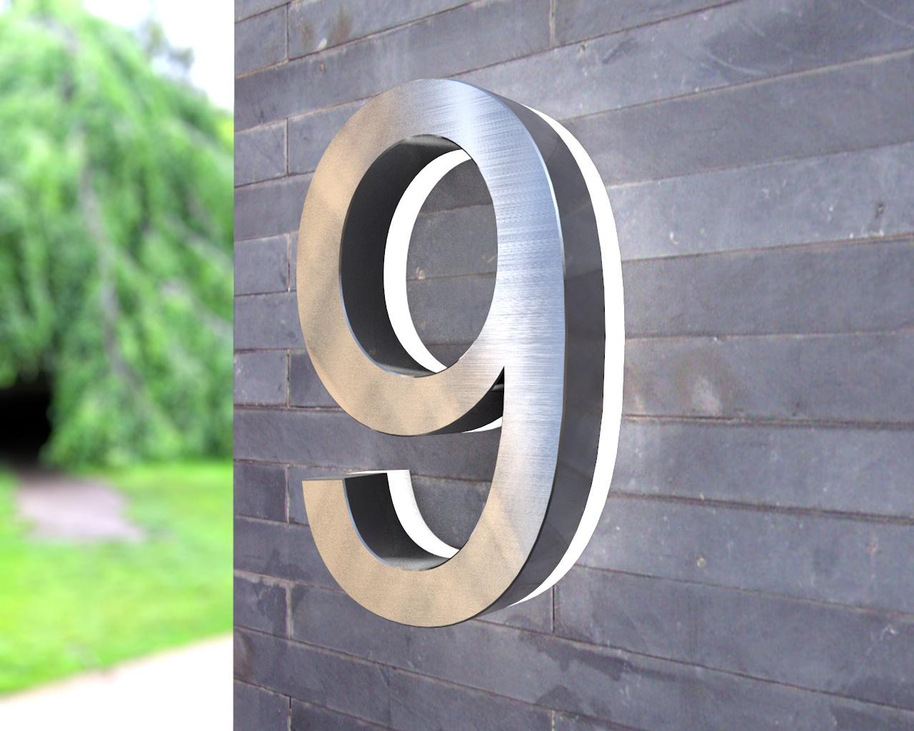 Artikelbild 1 des Artikels “Beleuchtete LED-Edelstahl-Hausnummer 9 in 3D Optik 