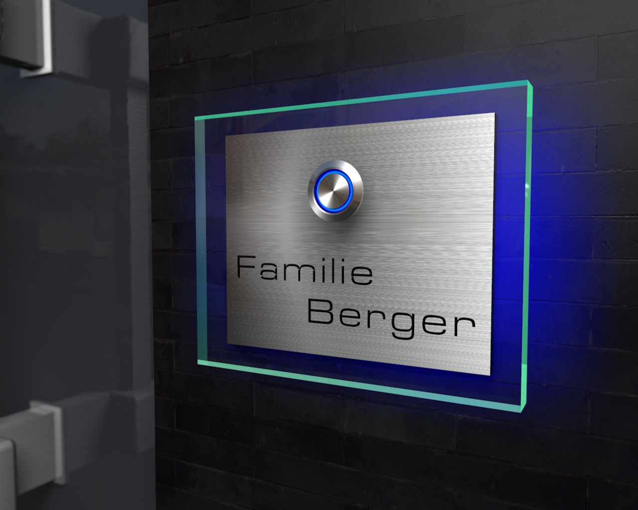 Artikelbild 2 des Artikels “Design Edelstahklingel mit Echtglasplatte & Ambilight (Hintergrundbeleuchtung) 