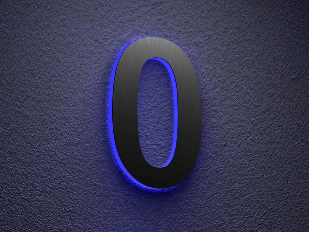 Artikelbild 2 des Artikels “LED-beleuchtete Edelstahl-Hausnummer 0 „LED-Numeral 0“ “