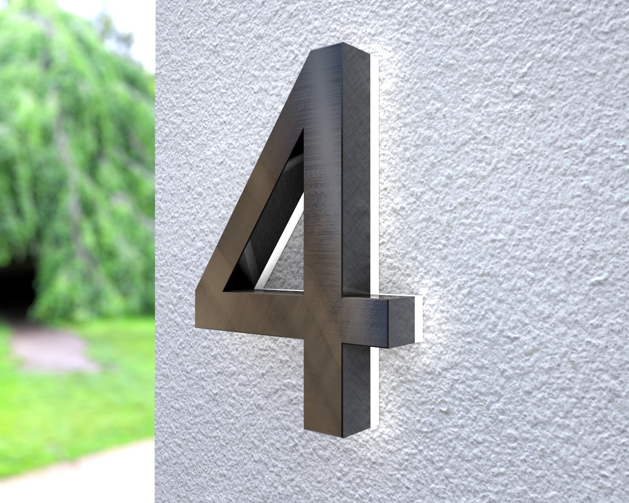 Artikelbild 2 des Artikels “Beleuchtete LED-Edelstahl-Hausnummer 4 in 3D Optik 