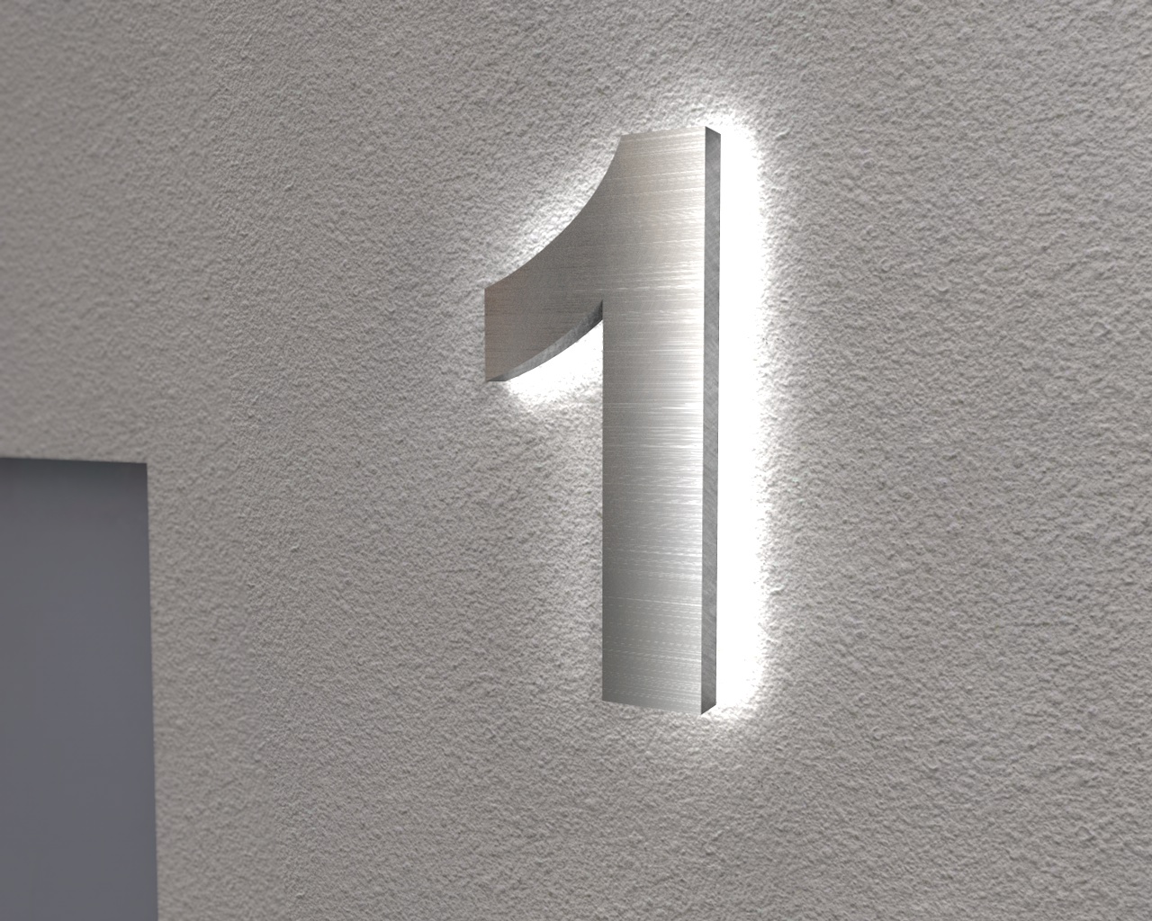 Artikelbild 2 des Artikels “Edelstahl-Hausnummer 1 mit LED-Ambilight  „Ambilight Number 1“ “
