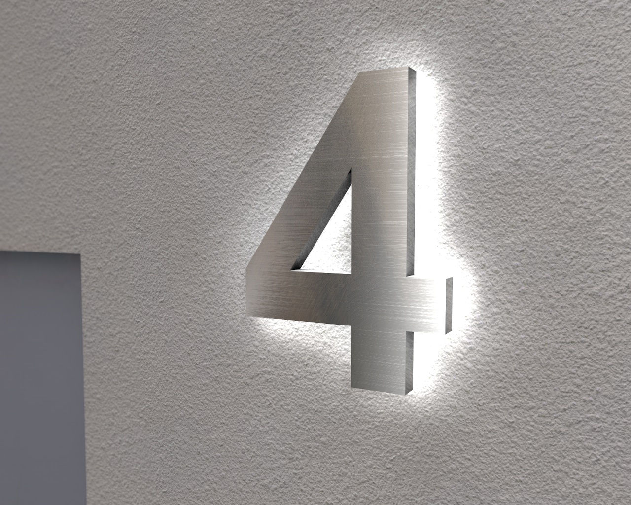 Artikelbild 2 des Artikels “Edelstahl-Hausnummer 4 mit LED-Ambilight  „Ambilight Number 4“ “