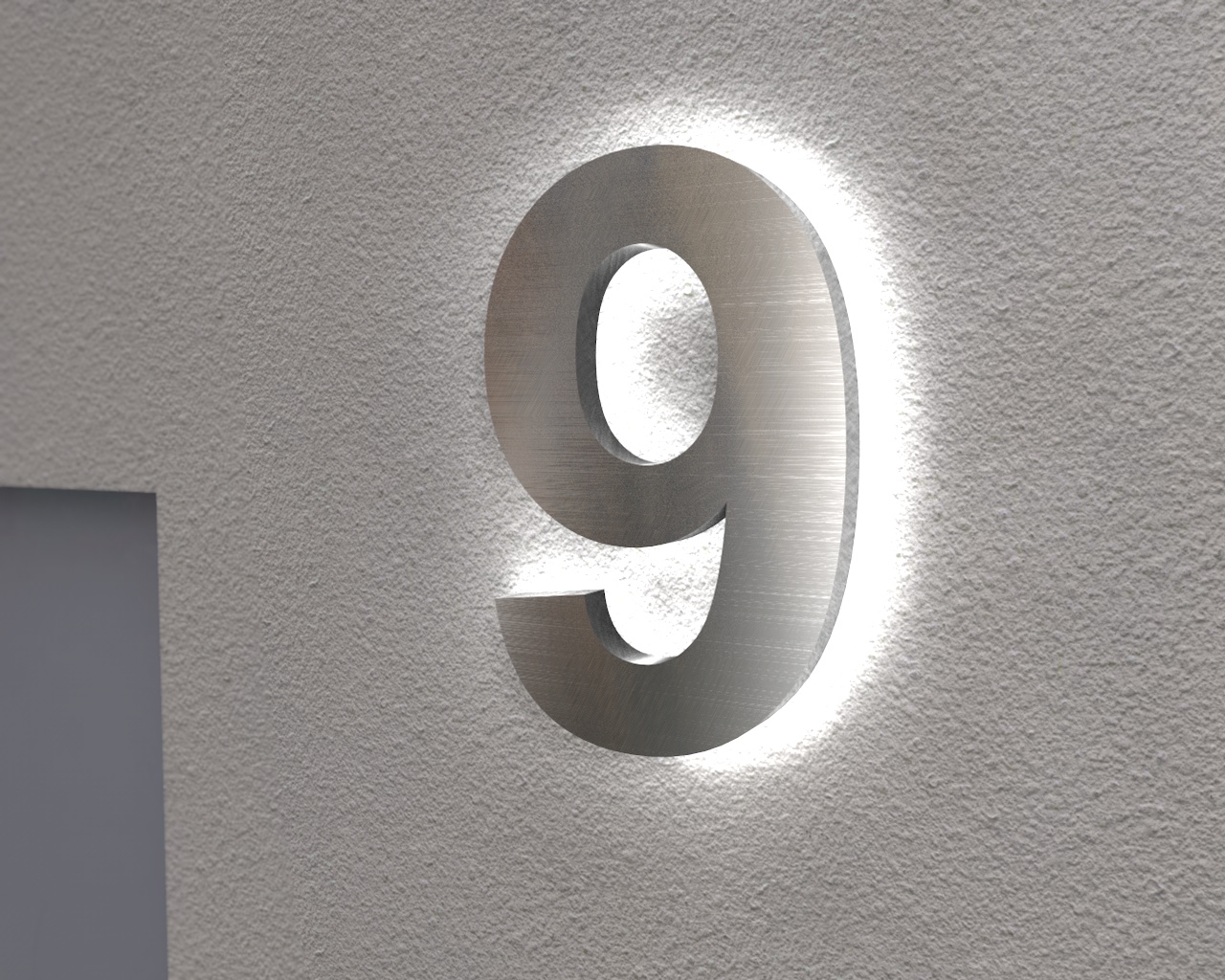 Artikelbild 2 des Artikels “Edelstahl-Hausnummer 9 mit LED-Ambilight  „Ambilight Number 9“ “
