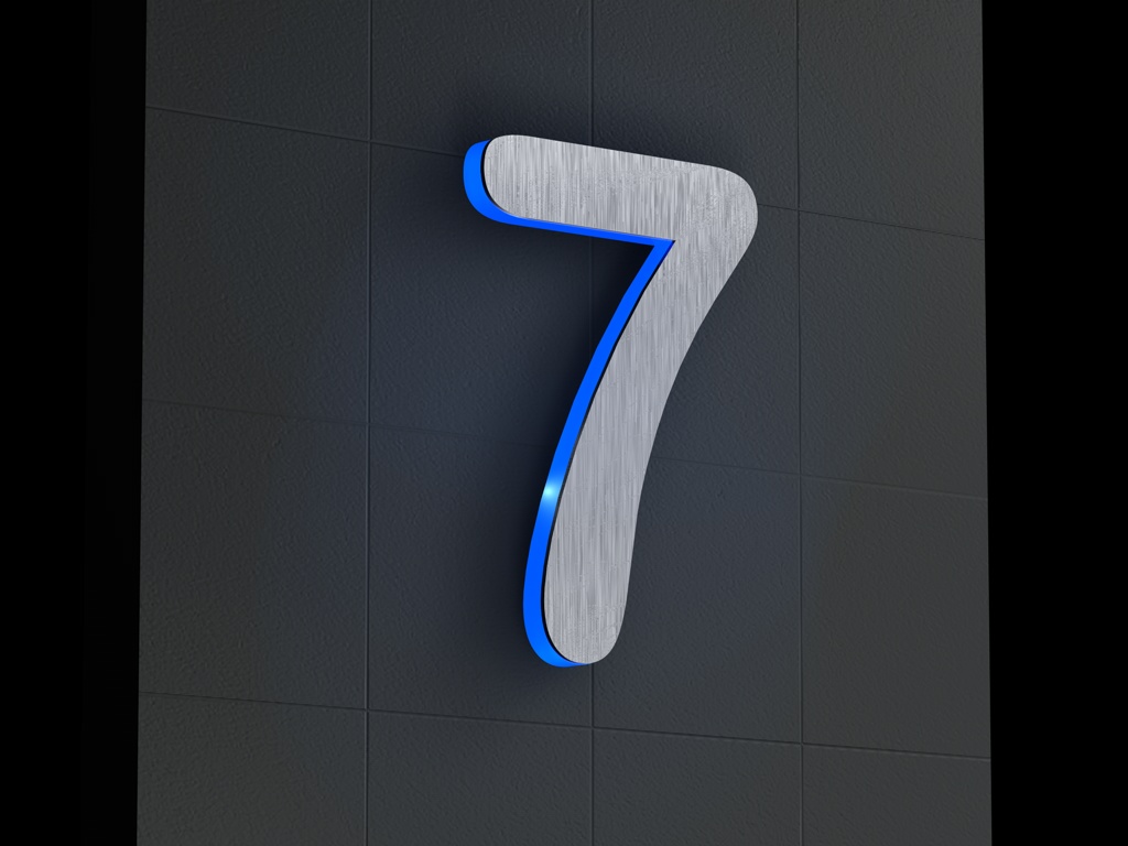 Artikelbild 2 des Artikels “LED-beleuchtete Edelstahl-Hausnummer 7 „LED-Numeral 7“ “
