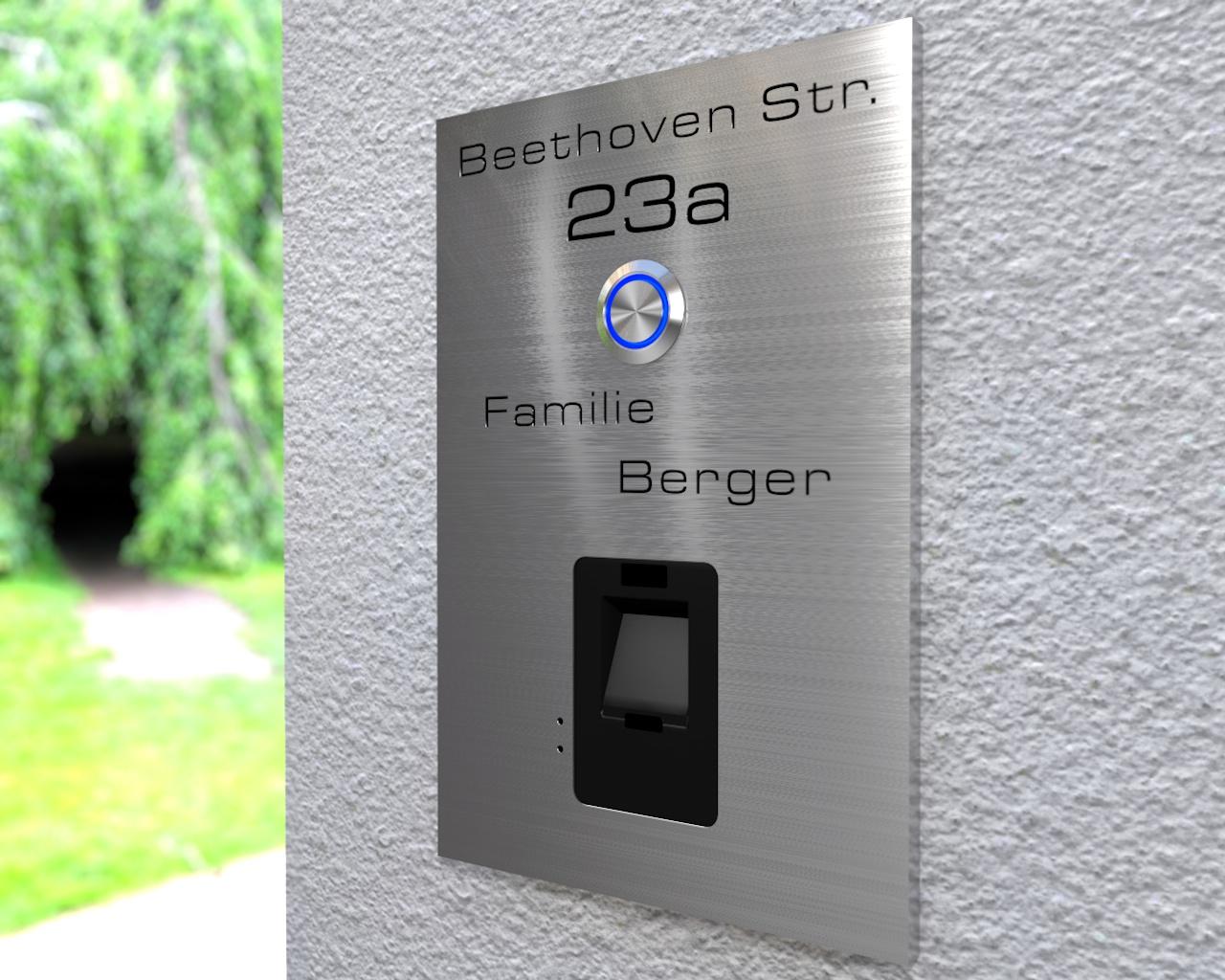 Artikelbild 2 des Artikels “Design-Edelstahlklingel mit kapazitivem Fingerscan inkl. Namen-& Adressgravur