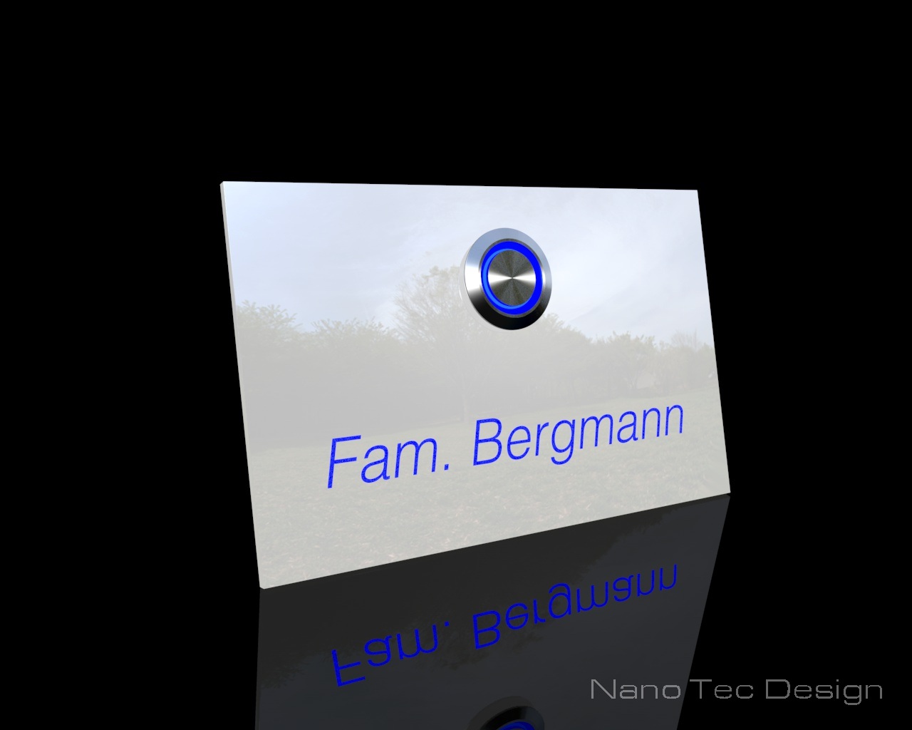 Artikelbild 2 des Artikels “Weiße Design Echtglasklingel mit LED-Namensbeleuchtung 