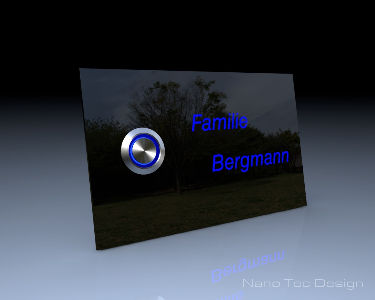 Artikelbild 2 des Artikels “Schwarze Design Echtglasklingel mit LED-Namensbeleuchtung 