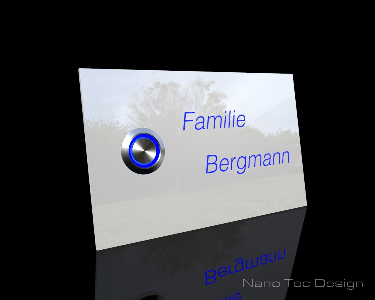 Artikelbild 2 des Artikels “Weiße Design Echtglasklingel mit LED-Namensbeleuchtung 