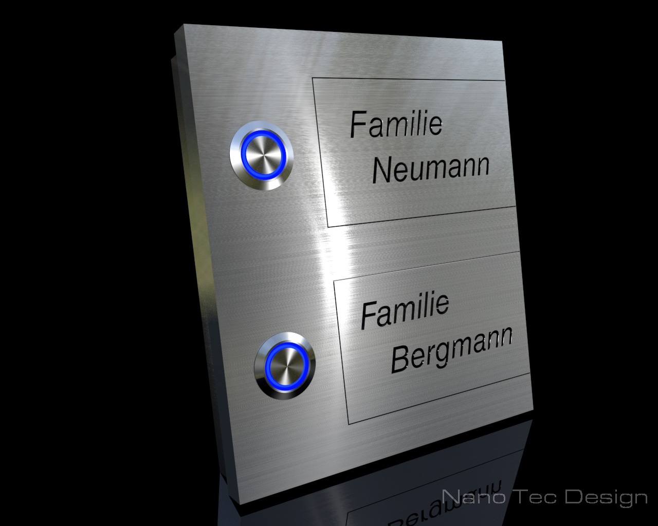 Artikelbild 2 des Artikels “2-Familien Design Edelstahlklingel mit austauschbaren Beschriftungsfeldern 