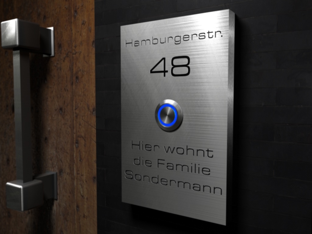 Artikelbild 2 des Artikels “Design Edelstahlklingel mit Gravur Ihrer gesamten Adresse „All Information“ “