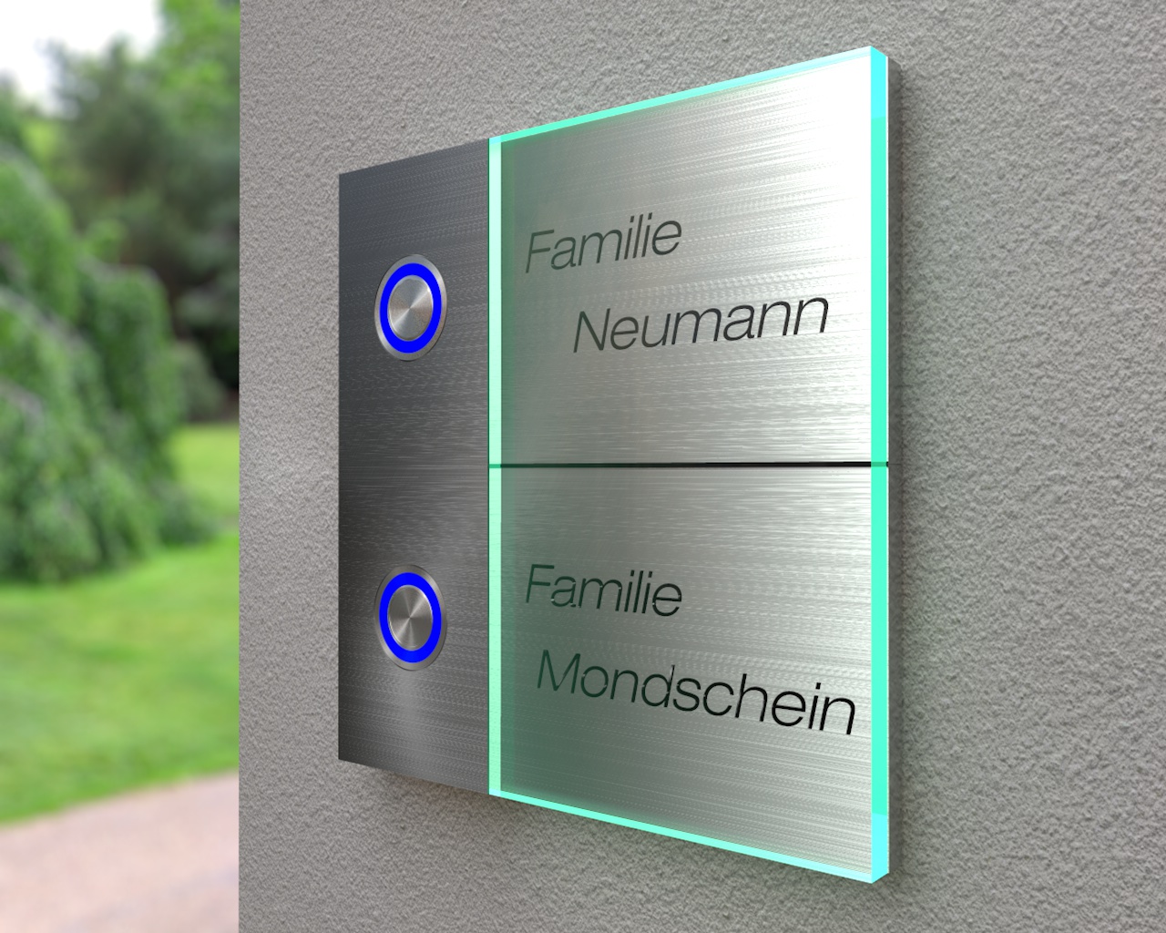 Artikelbild 2 des Artikels “2-Familien Design-Edelstahlklingel mit Echtglas 