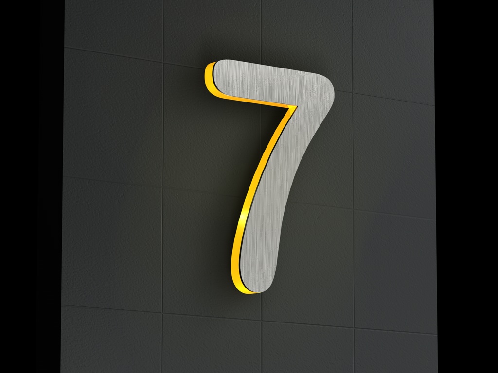 Artikelbild 3 des Artikels “LED-beleuchtete Edelstahl-Hausnummer 7 „LED-Numeral 7“ “