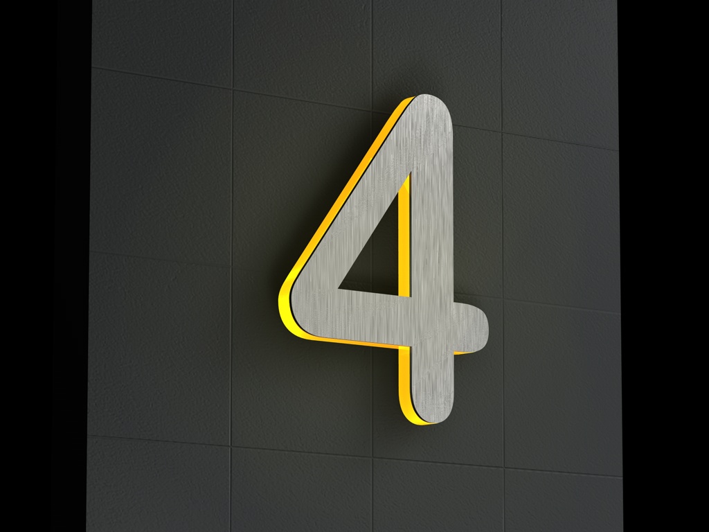 Artikelbild 3 des Artikels “LED-beleuchtete Edelstahl-Hausnummer 4 „LED-Numeral 4“ “