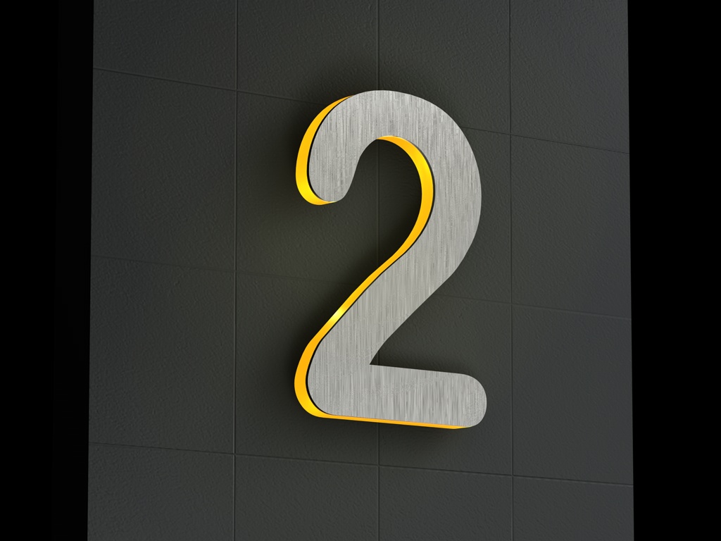 Artikelbild 3 des Artikels “LED-beleuchtete Edelstahl-Hausnummer 2 „LED-Numeral 2“ “