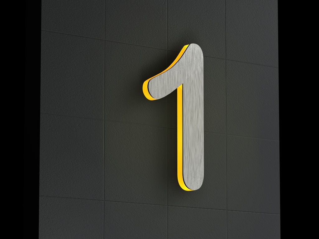 Artikelbild 3 des Artikels “LED-beleuchtete Edelstahl-Hausnummer 1 „LED-Numeral 1“ “