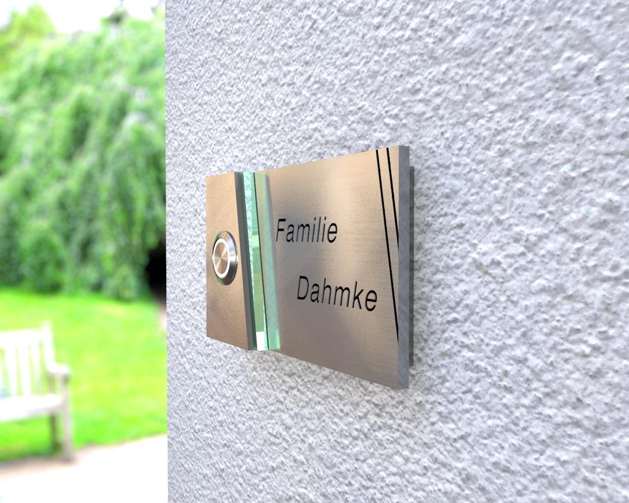 Artikelbild 3 des Artikels “Gewölbte Aufputz-Edelstahlklingel mit Namen-& Hausnummergravur 