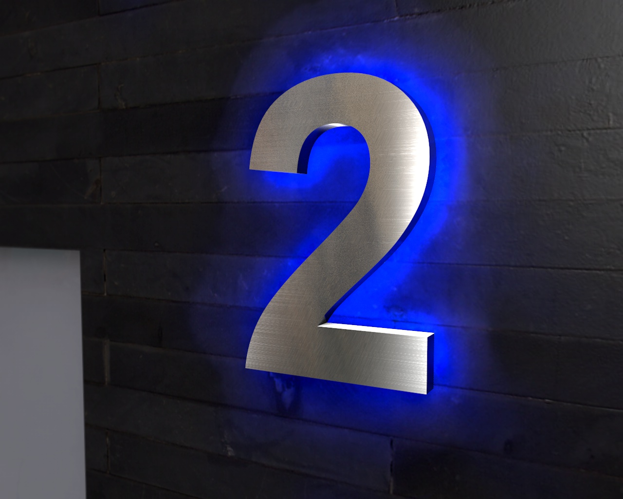 Artikelbild 3 des Artikels “Edelstahl-Hausnummer 2 mit LED-Ambilight  „Ambilight Number 2“ “