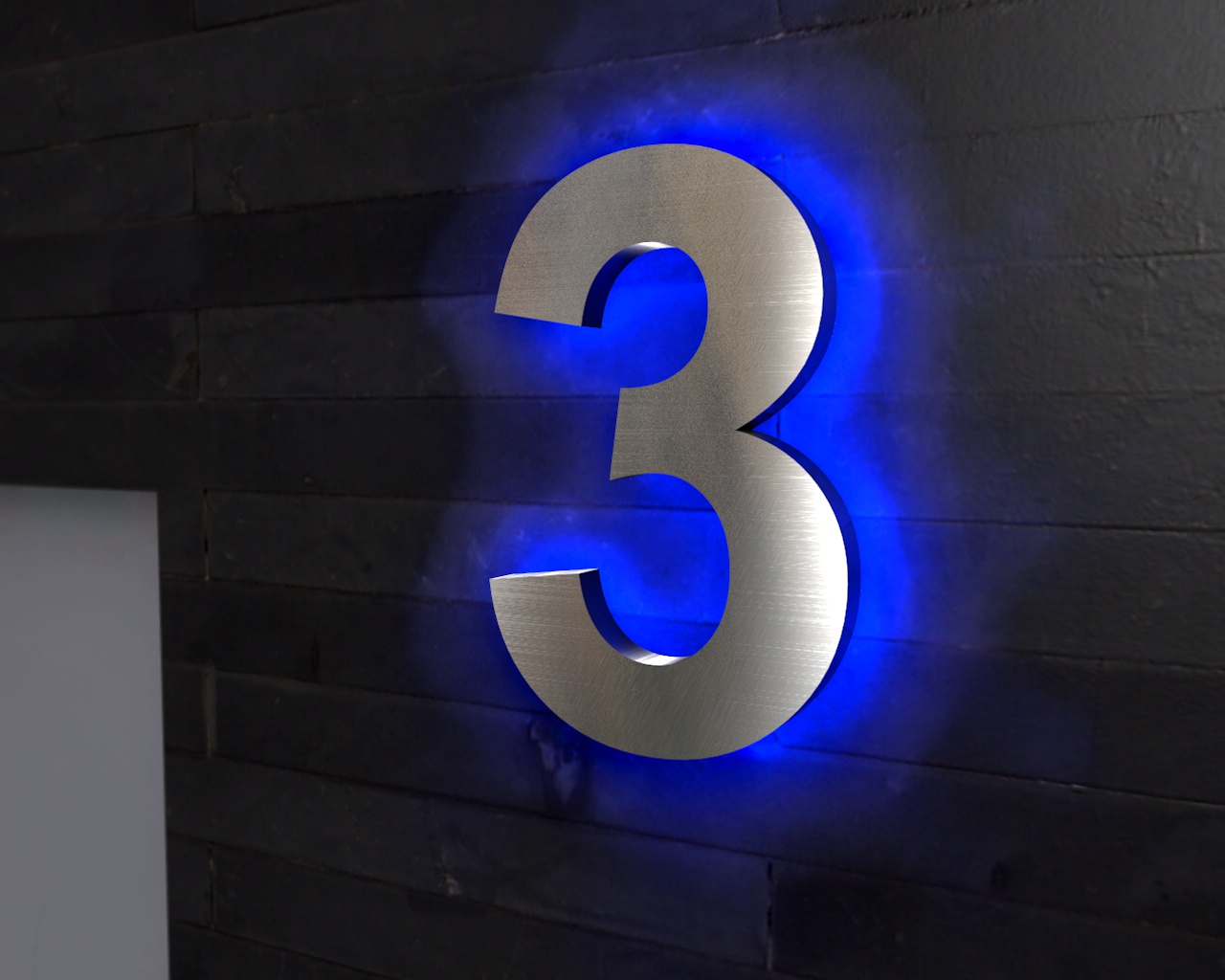 Artikelbild 3 des Artikels “Edelstahl-Hausnummer 3 mit LED-Ambilight  „Ambilight Number 3“ “