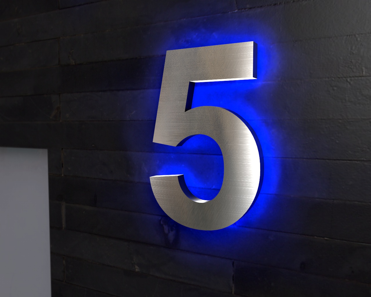 Artikelbild 3 des Artikels “Edelstahl-Hausnummer 5 mit LED-Ambilight  „Ambilight Number 5“ “