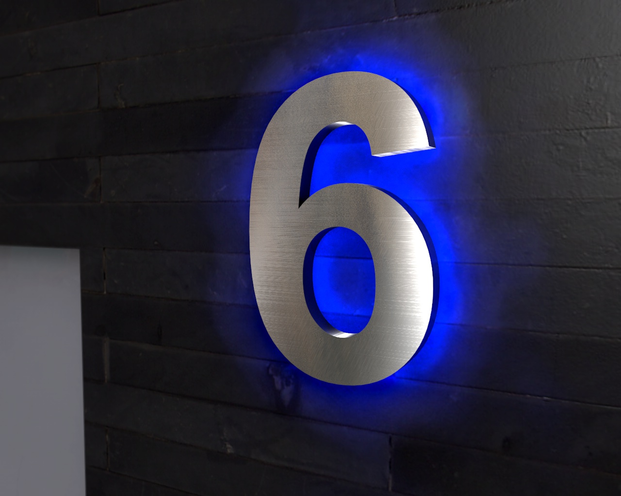 Artikelbild 3 des Artikels “Edelstahl-Hausnummer 6 mit LED-Ambilight  „Ambilight Number 6“ “