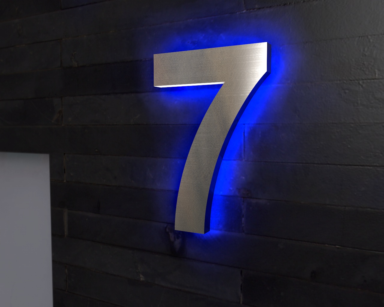 Artikelbild 3 des Artikels “Edelstahl-Hausnummer 7 mit LED-Ambilight  „Ambilight Number 7“ “