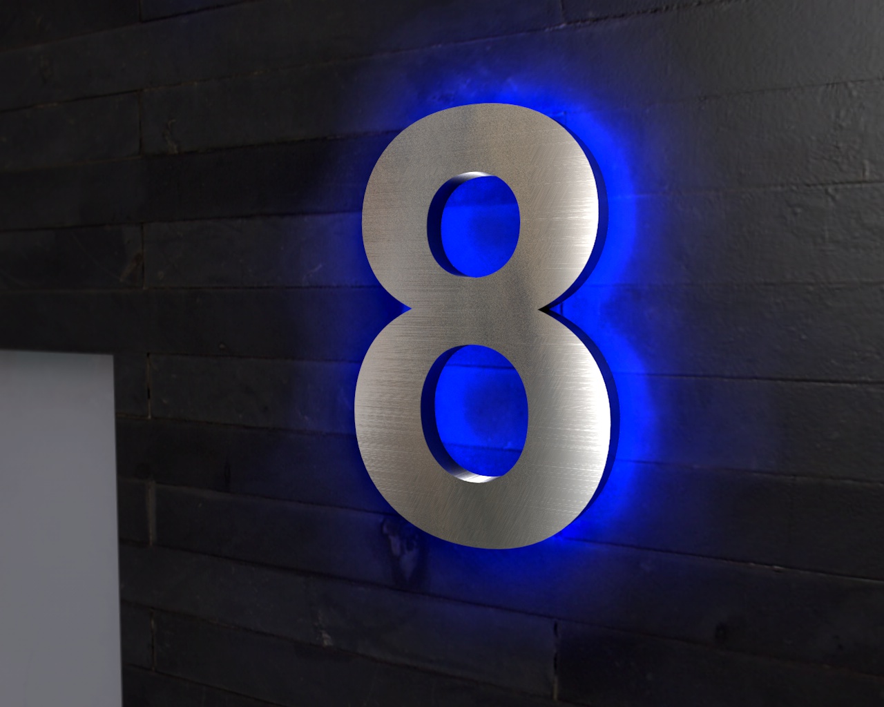 Artikelbild 3 des Artikels “Edelstahl-Hausnummer 8 mit LED-Ambilight  „Ambilight Number 8“ “