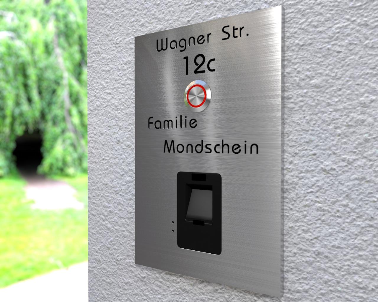 Artikelbild 3 des Artikels “Design-Edelstahlklingel mit kapazitivem Fingerscan inkl. Namen-& Adressgravur
