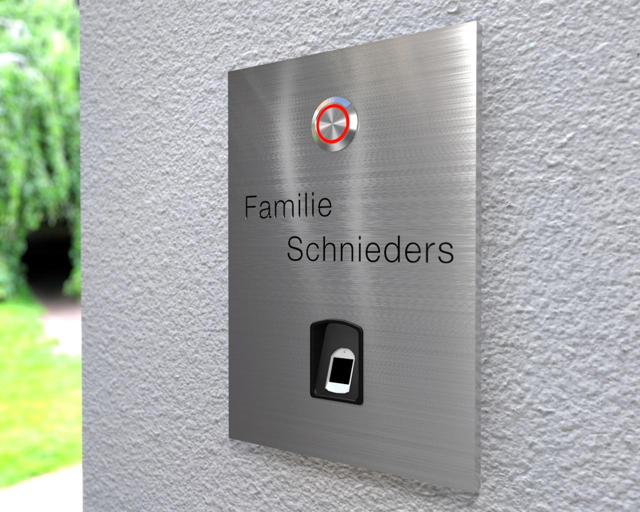 Artikelbild 3 des Artikels “Aufputz o. Unterputz Edelstahlklingel mit kapazitivem Fingerscan & LED-beleuchtetem Taster “