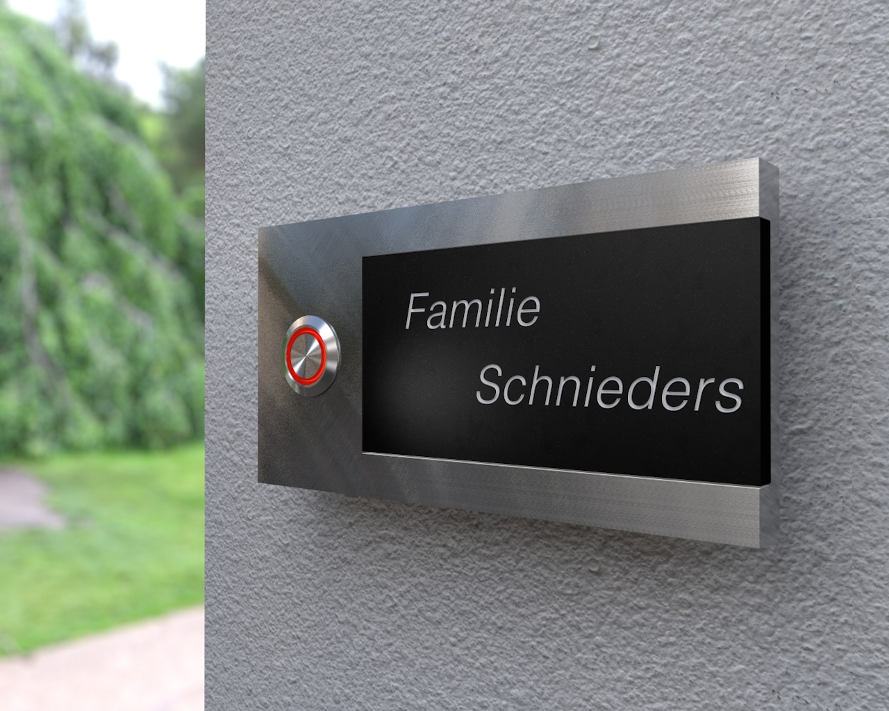 Artikelbild 3 des Artikels “Design Edelstahlklingel mit Acryl-Gravurfeld (austauschbar) „B&S Edition Blackboard“ “