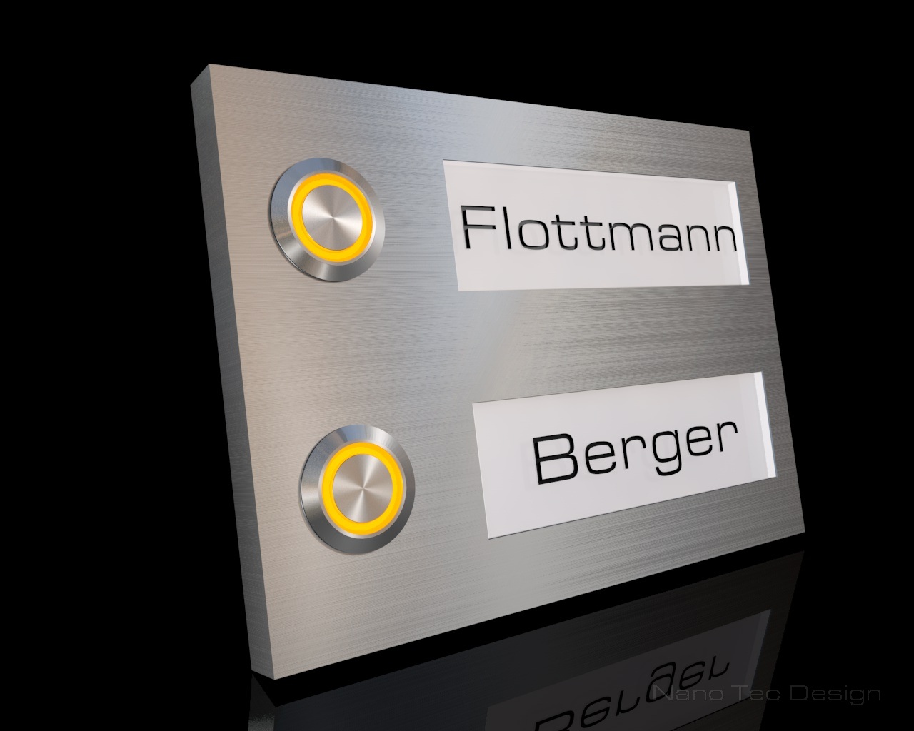 Artikelbild 3 des Artikels “2-Familien Design Edelstahlklingel mit LED-beleuchteten Gravurschildern (austauschbar) 