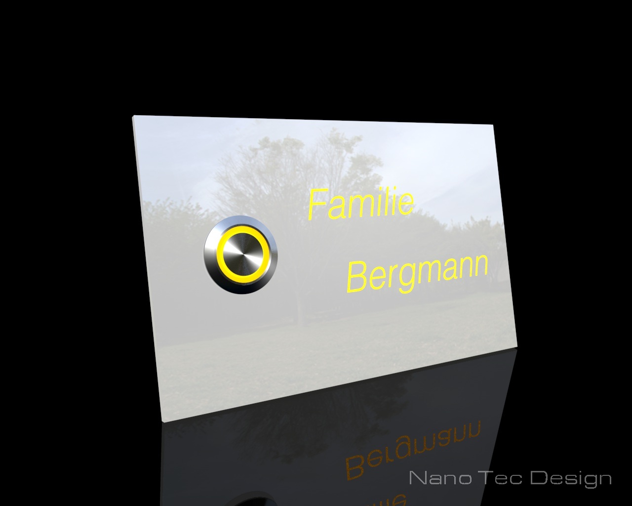 Artikelbild 3 des Artikels “Weiße Design Echtglasklingel mit LED-Namensbeleuchtung 