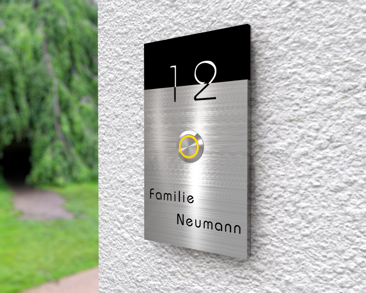 Artikelbild 4 des Artikels “Design Edelstahlklingel mit Hausnummerngravur & Acryleinlage „B&S Edition Shared Number“ “