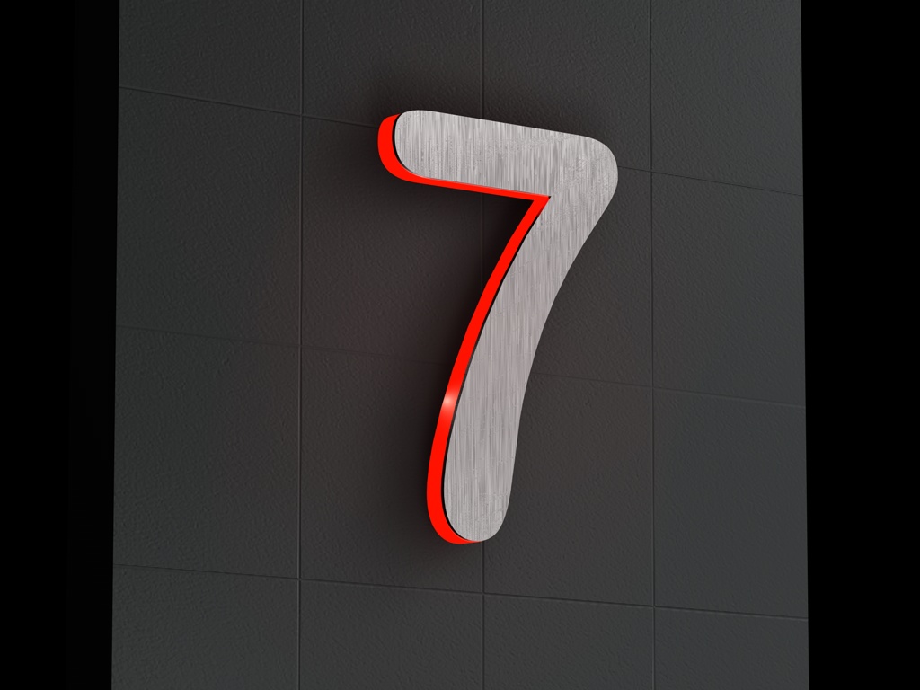Artikelbild 4 des Artikels “LED-beleuchtete Edelstahl-Hausnummer 7 „LED-Numeral 7“ “
