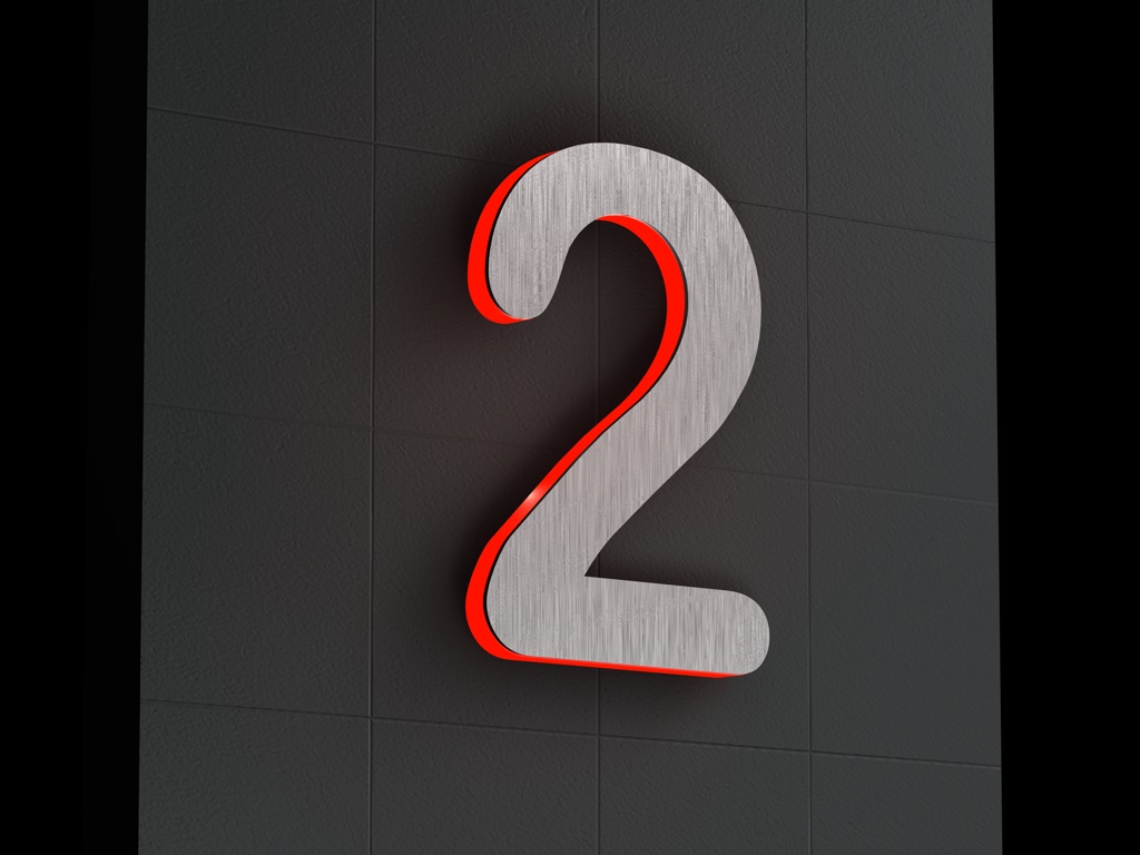 Artikelbild 4 des Artikels “LED-beleuchtete Edelstahl-Hausnummer 2 „LED-Numeral 2“ “