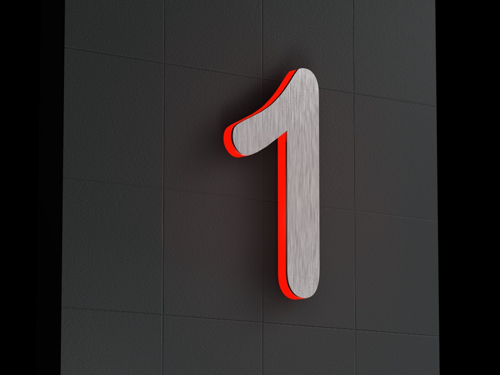 Artikelbild 4 des Artikels “LED-beleuchtete Edelstahl-Hausnummer 1 „LED-Numeral 1“ “