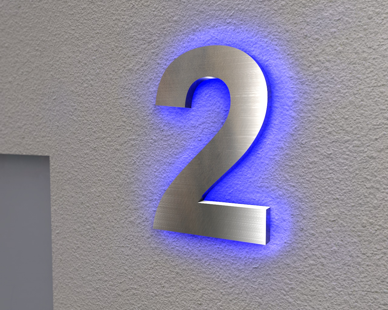 Artikelbild 4 des Artikels “Edelstahl-Hausnummer 2 mit LED-Ambilight  „Ambilight Number 2“ “